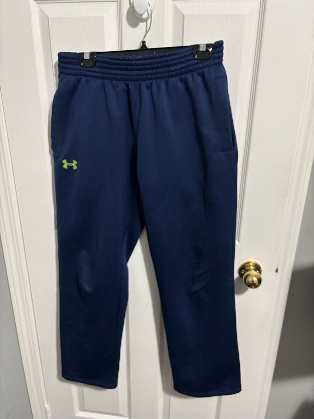 Under Armour Navy Jogger Pants with Lime Logo